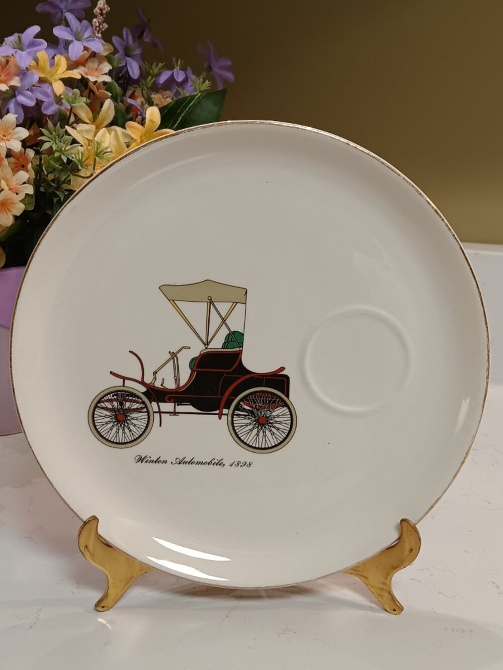 Vintage Salem 23k Gold Winton Automobile 1898 Collectors Plate